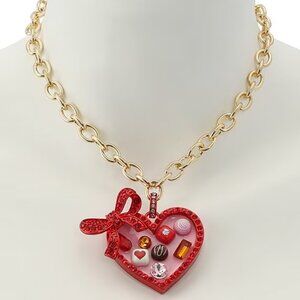 NWT$98 BETSEY JOHNSON Love Spell Heart Chocolate Box Pendant Valentines Necklace